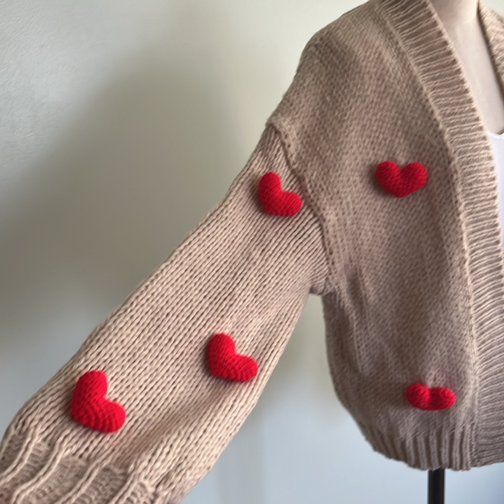 Anthropology Maeve Susanna 3D Heard Tan Cardigan Seeater - Picture 6 of 11